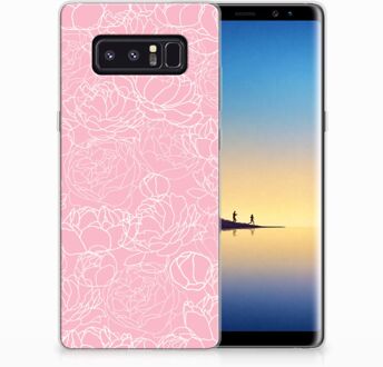 B2Ctelecom Samsung Galaxy Note 8 TPU Hoesje Design White Flowers