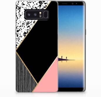 B2Ctelecom Samsung Galaxy Note 8 Uniek TPU Hoesje Black Pink Shapes