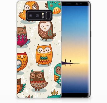 B2Ctelecom Samsung Galaxy Note 8 Uniek TPU Hoesje Vrolijke Uilen