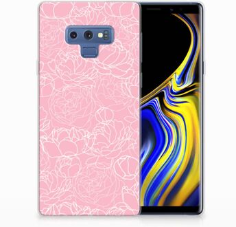 B2Ctelecom Samsung Galaxy Note 9 TPU Hoesje Design White Flowers