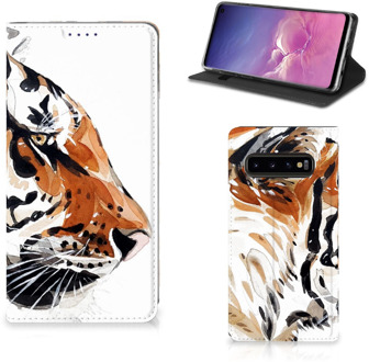 B2Ctelecom Samsung Galaxy S10 Beschermhoesje Watercolor Tiger