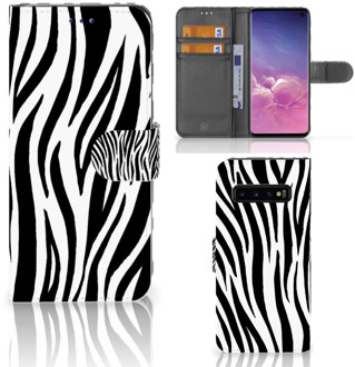 B2Ctelecom Samsung Galaxy S10 Book Case Design Zebra