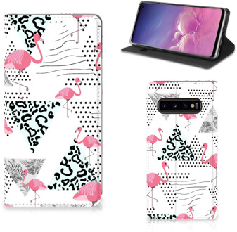 B2Ctelecom Samsung Galaxy S10 Bookcover  Flamingo Triangle