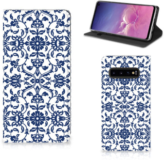 B2Ctelecom Samsung Galaxy S10 Bookcover  Flower Blue