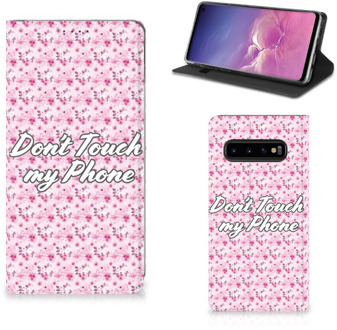 B2Ctelecom Samsung Galaxy S10 Bookcover  Flowers Pink DTMP