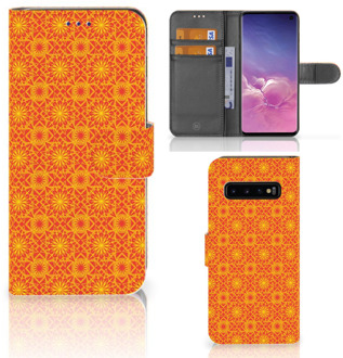 B2Ctelecom Samsung Galaxy S10 Hoesje Bookcase Batik Orange