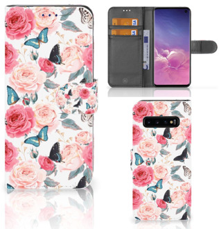 B2Ctelecom Samsung Galaxy S10  Hoesje Bookcase Butterfly Roses