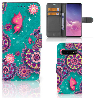 B2Ctelecom Samsung Galaxy S10  Hoesje Bookcase Cirkels en Vlinders