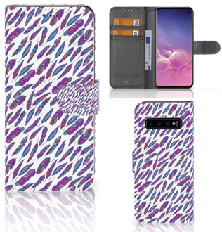 B2Ctelecom Samsung Galaxy S10 Hoesje Bookcase Feathers Color