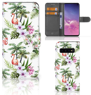 B2Ctelecom Samsung Galaxy S10 Hoesje Bookcase Flamingo Palms