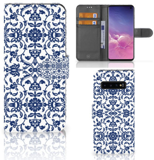 B2Ctelecom Samsung Galaxy S10  Hoesje Bookcase Flower Blue