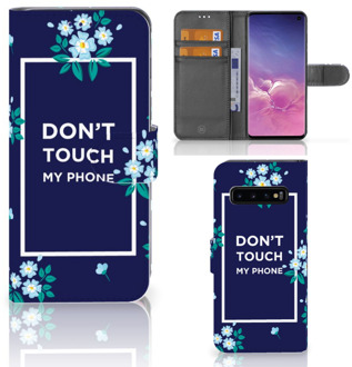 B2Ctelecom Samsung Galaxy S10 Hoesje Bookcase Flowers Blue DTMP