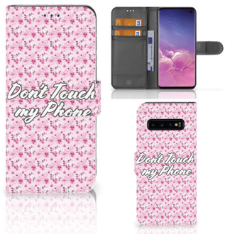 B2Ctelecom Samsung Galaxy S10  Hoesje Bookcase Flowers Pink DTMP