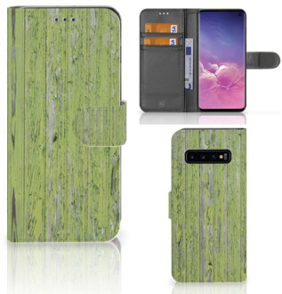 B2Ctelecom Samsung Galaxy S10 Hoesje Bookcase Green Wood