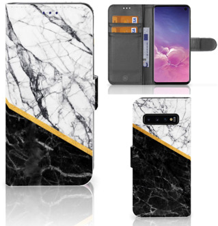 B2Ctelecom Samsung Galaxy S10  Hoesje Bookcase Marble White Black