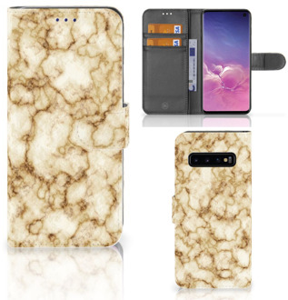 B2Ctelecom Samsung Galaxy S10  Hoesje Bookcase Marmer Goud