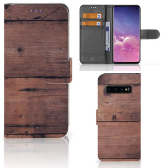 B2Ctelecom Samsung Galaxy S10  Hoesje Bookcase Old Wood