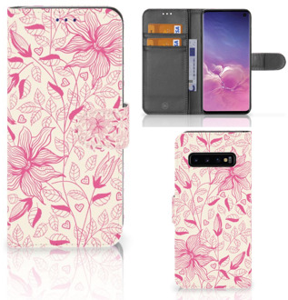 B2Ctelecom Samsung Galaxy S10  Hoesje Bookcase Pink Flowers