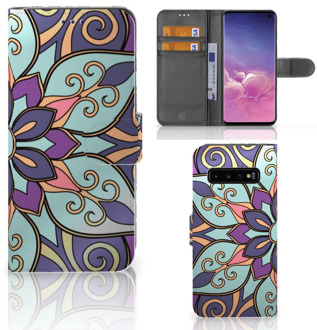 B2Ctelecom Samsung Galaxy S10 Hoesje Bookcase Purple Flower