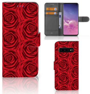 B2Ctelecom Samsung Galaxy S10  Hoesje Bookcase Red Roses