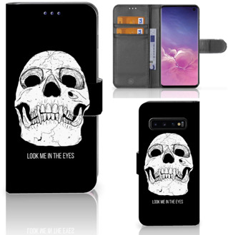 B2Ctelecom Samsung Galaxy S10  Hoesje Bookcase Skull Eyes