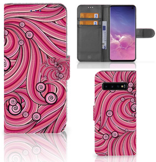 B2Ctelecom Samsung Galaxy S10  Hoesje Bookcase Swirl Pink