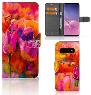 B2Ctelecom Samsung Galaxy S10 Hoesje Bookcase Tulpen