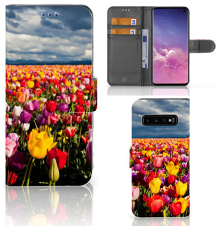 B2Ctelecom Samsung Galaxy S10  Hoesje Bookcase Tulpen