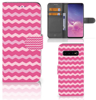 B2Ctelecom Samsung Galaxy S10  Hoesje Bookcase Waves Pink