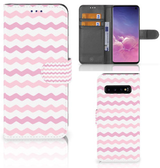 B2Ctelecom Samsung Galaxy S10  Hoesje Bookcase Waves Roze