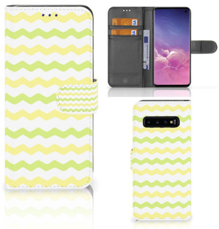 B2Ctelecom Samsung Galaxy S10  Hoesje Bookcase Waves Yellow