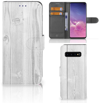 B2Ctelecom Samsung Galaxy S10 Hoesje Bookcase White Wood