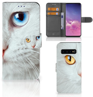 B2Ctelecom Samsung Galaxy S10  Hoesje Bookcase Witte Kat