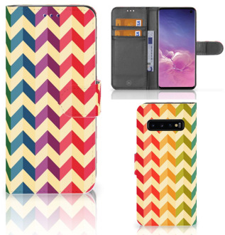 B2Ctelecom Samsung Galaxy S10  Hoesje Bookcase Zigzag Color