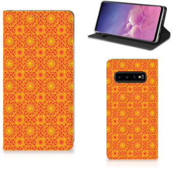 B2Ctelecom Samsung Galaxy S10 HoesjeDesign Batik Orange