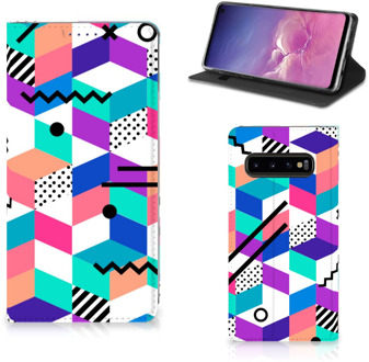 B2Ctelecom Samsung Galaxy S10 HoesjeDesign Blocks Colorful