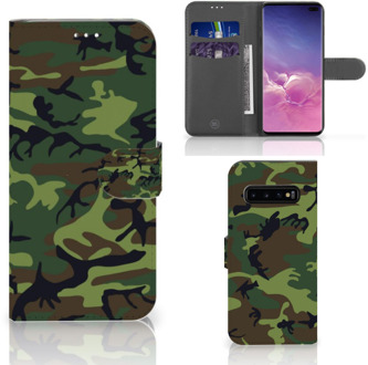 B2Ctelecom Samsung Galaxy S10 Plus Book Case Design Army Dark