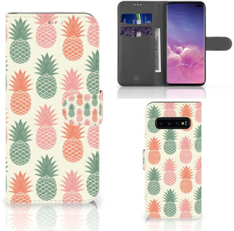 B2Ctelecom Samsung Galaxy S10 Plus Book Case Hoesje Ananas