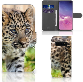 B2Ctelecom Samsung Galaxy S10 Plus Book Case Hoesje Baby Luipaard