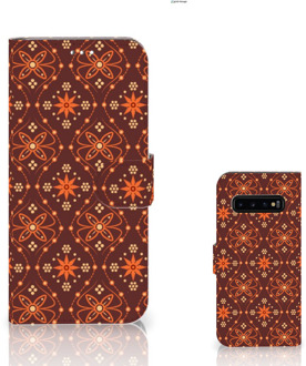 B2Ctelecom Samsung Galaxy S10 Plus Book Case Hoesje Batik Brown