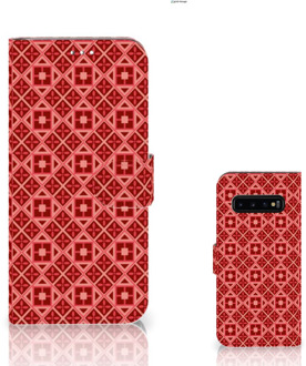 B2Ctelecom Samsung Galaxy S10 Plus Book Case Hoesje Batik Red