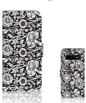 B2Ctelecom Samsung Galaxy S10 Plus Book Case Hoesje Black Flowers