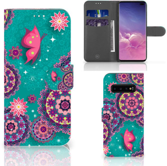 B2Ctelecom Samsung Galaxy S10 Plus Book Case Hoesje Cirkels en Vlinders