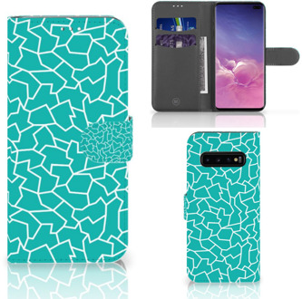 B2Ctelecom Samsung Galaxy S10 Plus Book Case Hoesje Cracks Blue