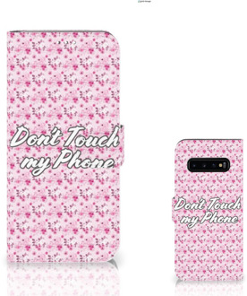 B2Ctelecom Samsung Galaxy S10 Plus Book Case Hoesje Flowers Pink DTMP