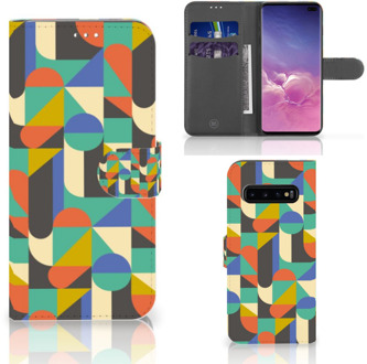 B2Ctelecom Samsung Galaxy S10 Plus Book Case Hoesje Funky Retro