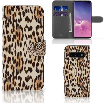 B2Ctelecom Samsung Galaxy S10 Plus Book Case Hoesje Leopard