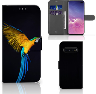 B2Ctelecom Samsung Galaxy S10 Plus Book Case Hoesje Papegaai