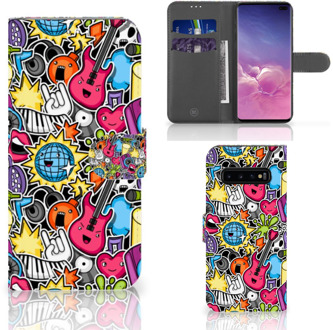 B2Ctelecom Samsung Galaxy S10 Plus Book Case Hoesje Punk Rock