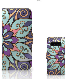 B2Ctelecom Samsung Galaxy S10 Plus Book Case Hoesje Purple Flower